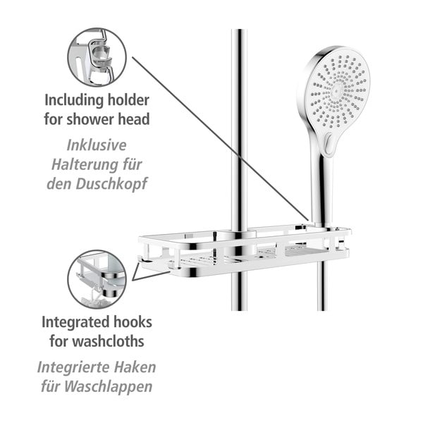 Plastična kopalniška polica v sijajno srebrni barvi z namestitvijo brez vrtanja Libertà – Wenko-image-4