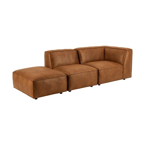 Temno rjav ležalnik iz imitacije usnja (desni kot) Fairfield Kentucky – Bonami Selection-image-3