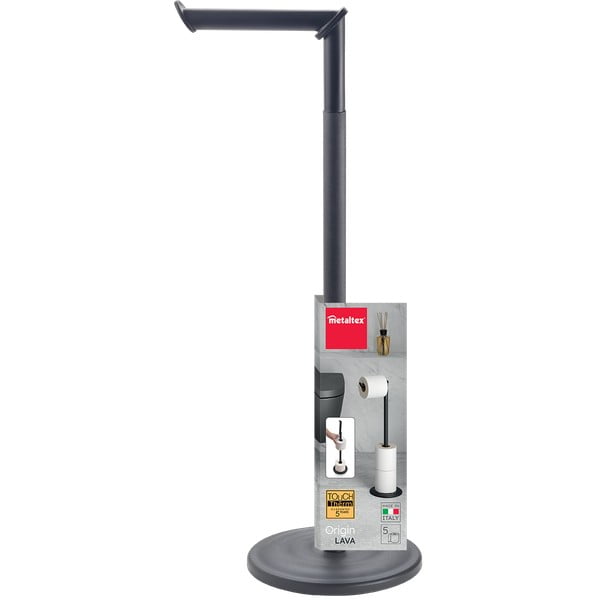 Mat črno jekleno stojalo za WC papir Lava – Metaltex-image-3