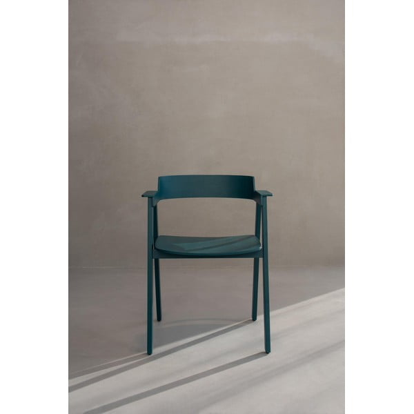 Modrozelen jedilni stol z nasloni za roke iz masivnega hrasta Flip – Gazzda-image-4