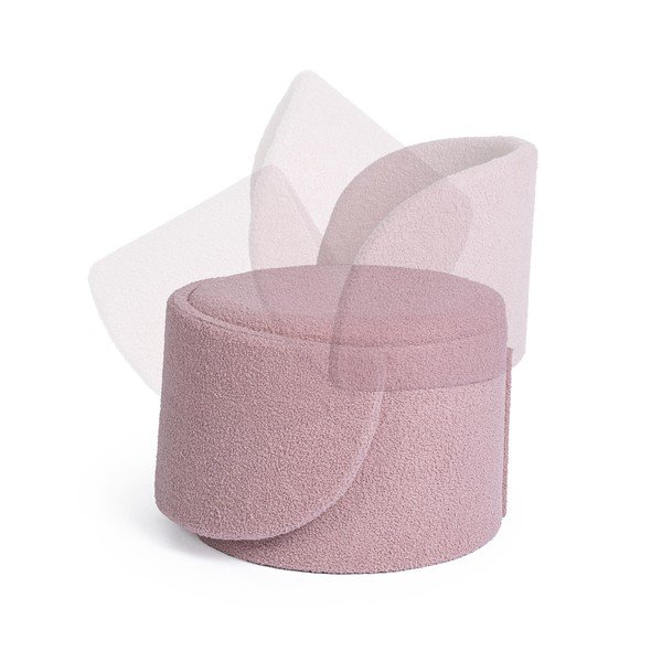 Prašno rožnat tabure iz tkanine bouclé Anthea – Yes Everyday-image-1