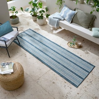 Zelenomodra notranja in zunanja preproga 80x230 cm Roma Stripe – Flair Rugs