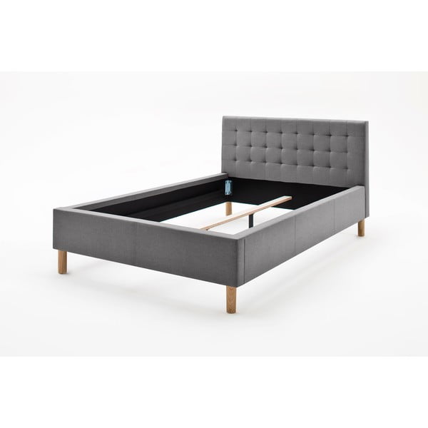 Svetlo siva oblazinjena postelja brez letvenega dna 120x200 cm Malin – Meise Möbel-image-4