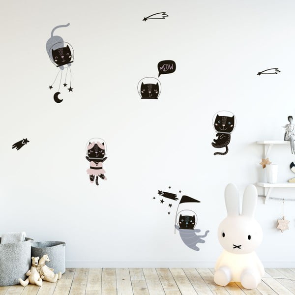 Komplet otroških stenskih nalepk Ambiance Scandinavian Animals Cosmonaut Cats-image-1