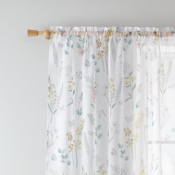Bela prosojna zavesa 140x183 cm Emilia Floral – Catherine Lansfield