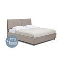 Sivorjava oblazinjena zakonska postelja s prostorom za shranjevanje z vzmetnico in letvenim dnom 180x200 cm Myra Pillow – Bonami Selection