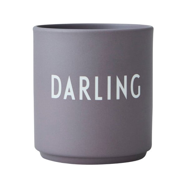 Siva porcelanasta skodelica Design Letters Darling, 300 ml