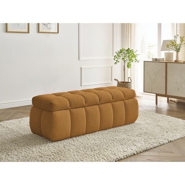 Gorčično rumena klop iz tkanine bouclé Mont Blanc – Bobochic Paris-image-1