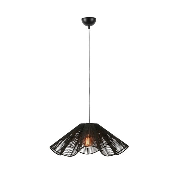Črna viseča svetilka s senčnikom iz jute ø 60 cm Nami – Markslöjd