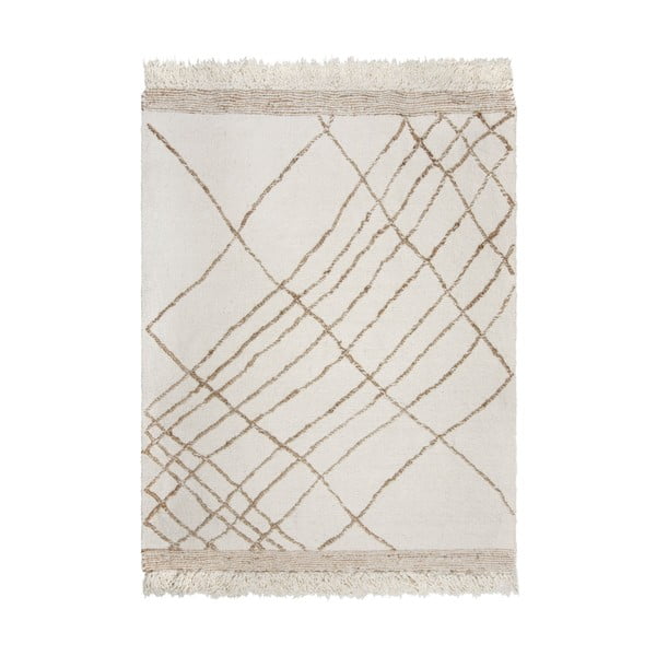 Kremno bela ročno tkana preproga iz mešanice volne 120x170 cm Astera Linear – Flair Rugs