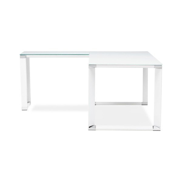 Bela kotna pisalna miza s steklenim vrhom Kokoon Warner-image-3