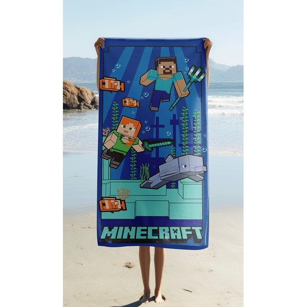 Modra otroška brisača iz mikrovlaken 70x140 cm Minecraft "Underwater Fun" – Jerry Fabrics-image-1