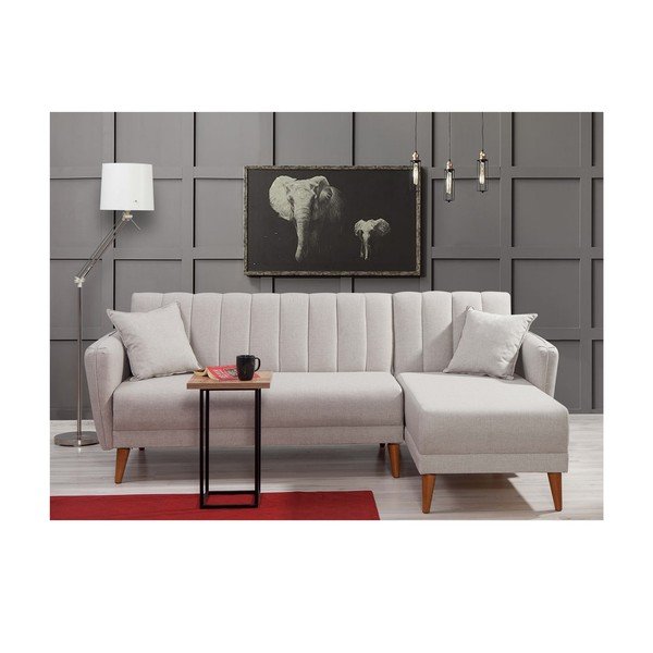 Bela raztegljiva kotna sedežna garnitura (desni kot) Aqua – Balcab Home-image-2