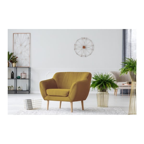 Gorčično rumen fotelj Mazzini Sofas Benito-image-3