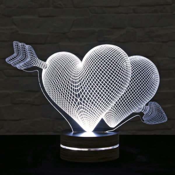 3D namizna svetilka Two Hearts