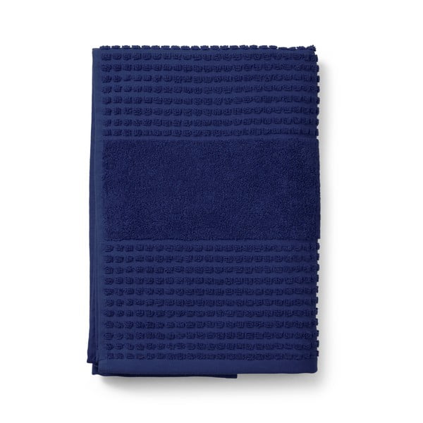 Temno modra frotirna brisača iz organskega bombaža 70x140 cm Check – JUNA