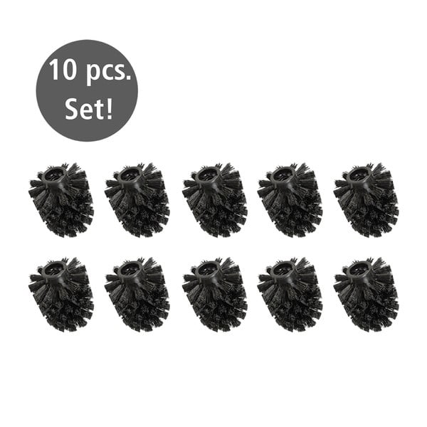 Črne plastične nadomestne glave za WC ščetko v kompletu 10 ks Ø8cm – Wenko
