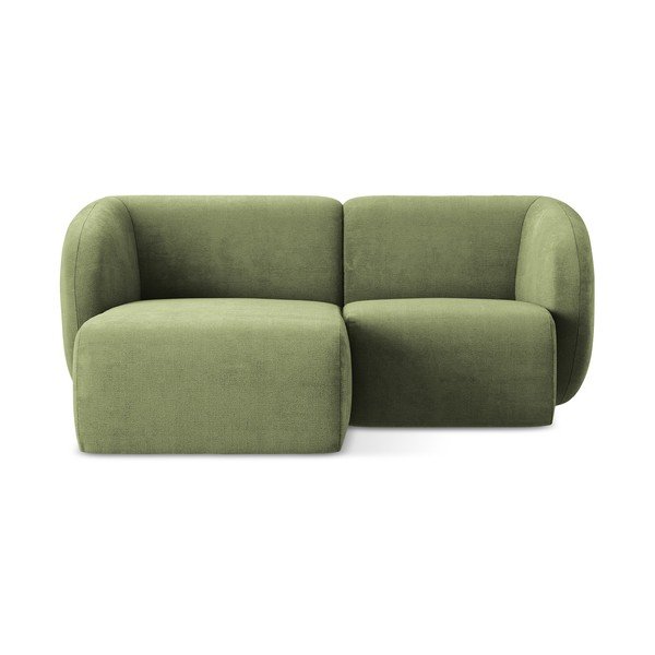 Zelena kotna sedežna garnitura iz šenilje (levi kot/z ležalnikom) Lani – Makamii