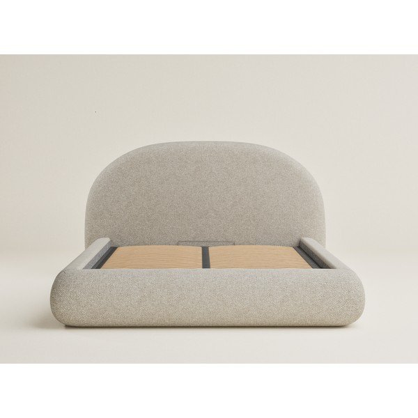 Bež oblazinjena zakonska postelja s prostorom za shranjevanje z letvenim dnom 160x200 cm Maumere – Maison de Rêve-image-2