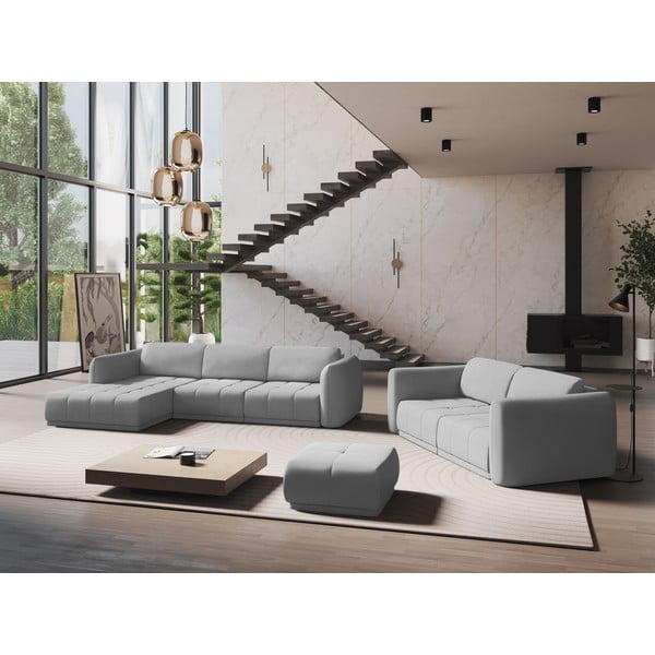 Svetlo siva kotna sedežna garnitura (levi kot) Hoku – Makamii-image-1