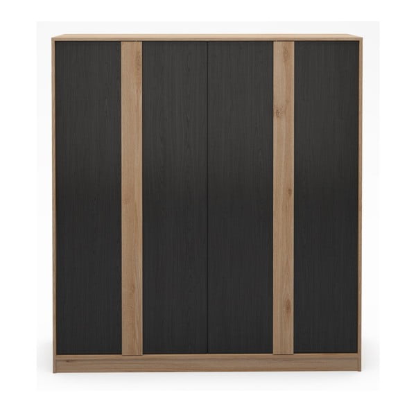 Črna/naravna garderobna omara v hrastovem dekorju 180x197,5x53 cm Dennis – Marckeric