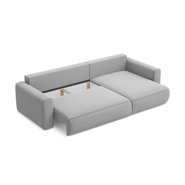 Svetlo siva žametna raztegljiva/s prostorom za shranjevanje kotna sedežna garnitura (desni kot/z ležalnikom) Kapua – Makamii-image-3