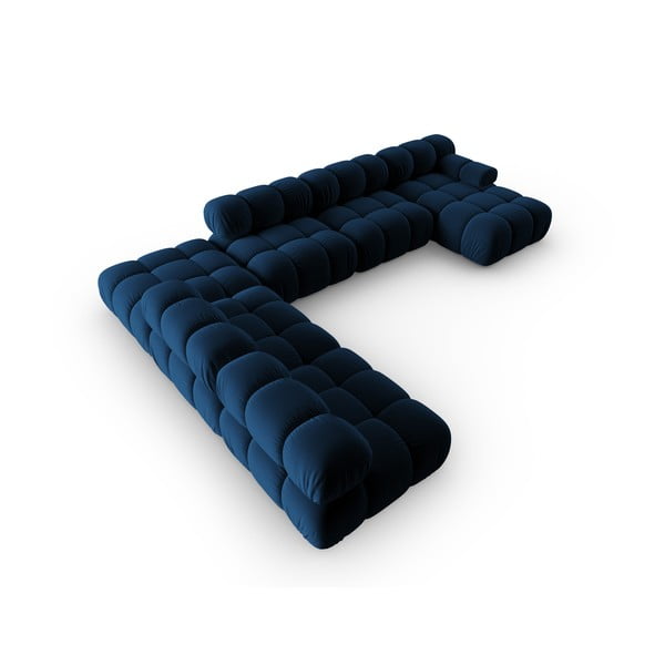 Modra žametna sedežna garnitura 379 cm Bellis – Micadoni Home-image-4