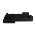 Črna raztegljiva/s prostorom za shranjevanje kotna sedežna garnitura (levi kot/v obliki črke L) Anton – ELTAP