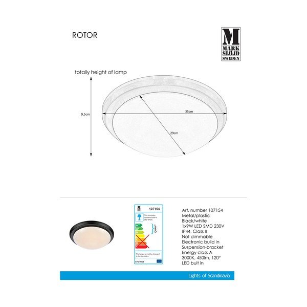 Črna stropna svetilka Markslöjd Rotor, ø 35 cm-image-1
