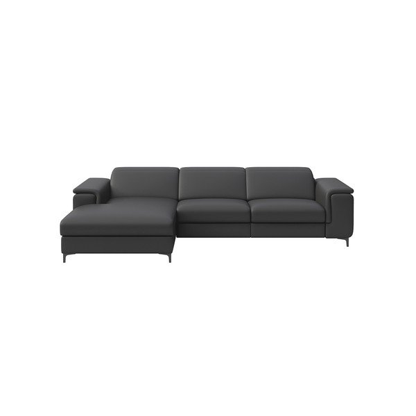 Temno siva usnjena kotna sedežna garnitura (z levim kotom) Brito – MESONICA