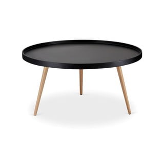 Črna mizica z nogami iz bukovega lesa Furnhouse Opus, Ø 90 cm