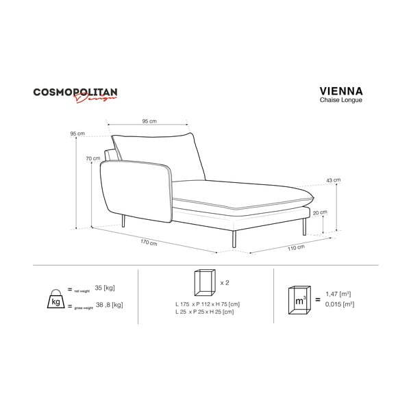Bež ležalnik Cosmopolitan Design Vienna, levi vogal-image-3