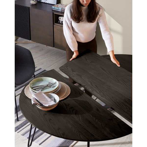 Okrogla raztegljiva jedilna miza z mizno ploščo v jesenovem dekorju ø 120 cm Norfort – Kave Home-image-2