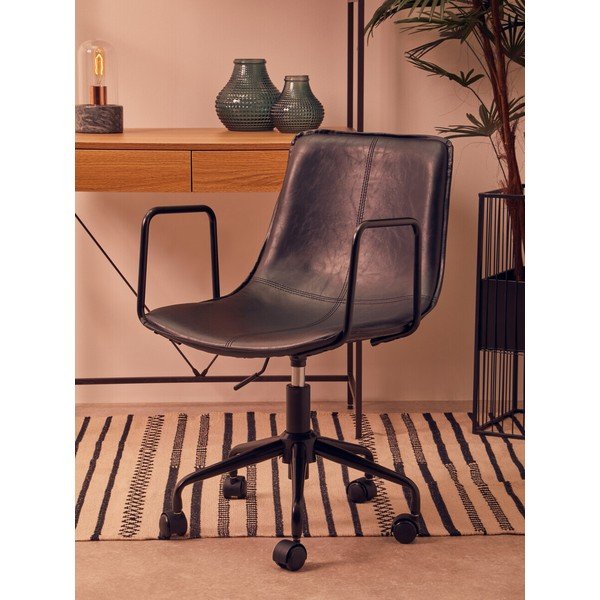 Črn pisarniški stol iz umetnega usnja Branson – Premier Housewares-image-3