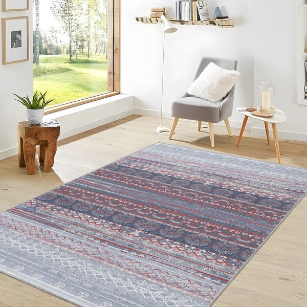 Vijolična/siva pralna preproga 80x150 cm Vintage Stripe – Mila Home-image-2