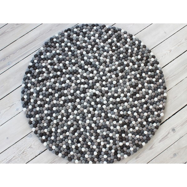 Sivo-bela volnena preproga Wooldot Ball Rugs, ⌀ 120 cm-image-1