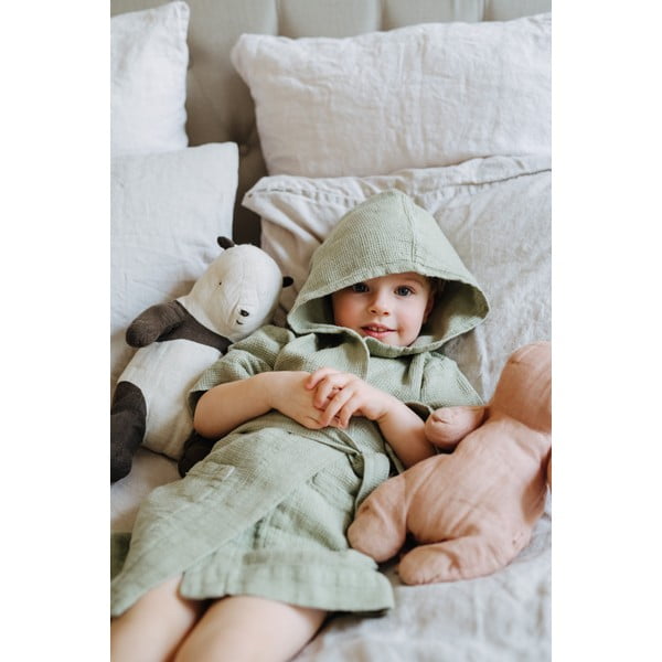 Otroški zelen lanen kopalni plašč Linen Tales Nature, velikost 122 - 128-image-3