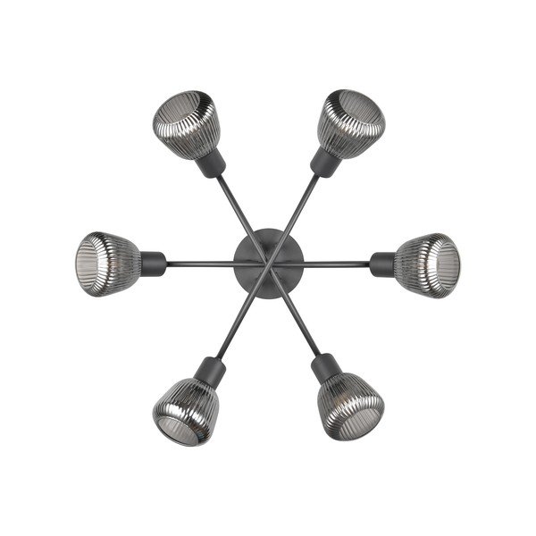 Črna stropna svetilka s steklenim senčilom Tarifa – Trio-image-3