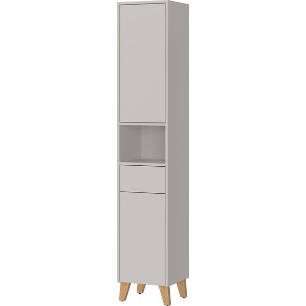 Kremno bela visoka kopalniška omarica v mat dekorju 33x181 cm Arnea – Germania