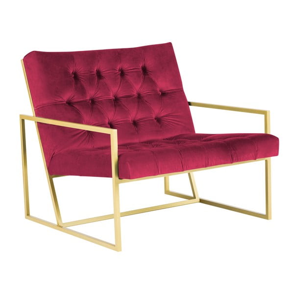 Roza fotelj z dizajnom v zlati barvi Mazzini Sofas Bono