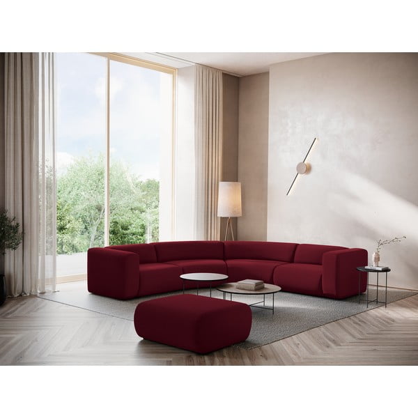 Bordo rdeč žameten tabure Ekahi – Makamii-image-1