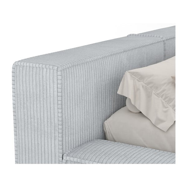 Svetlo siva oblazinjena zakonska postelja s prostorom za shranjevanje z letvenim dnom 180x200 cm Voliera – Maison de Rêve-image-4