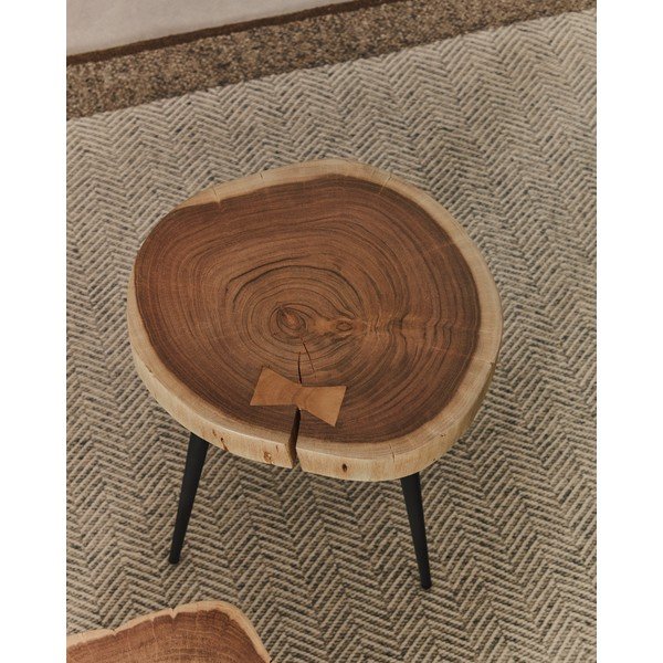 Okrogla stranska mizica z mizno ploščo iz akacije 35x35 cm Tanive – Kave Home-image-2