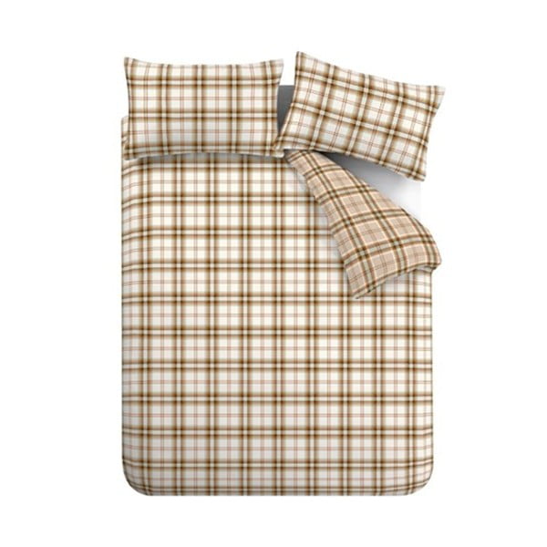 Oranžna/svetlo rjava podaljšana posteljnina za zakonsko posteljo 230x220 cm Kelso Check – Catherine Lansfield