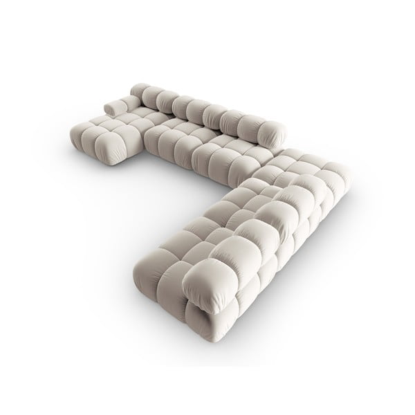 Bež žametna kotna sedežna garnitura (desni kot/v obliki črke "U") Bellis – Micadoni -image-4