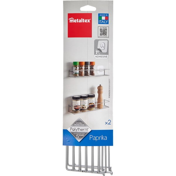 Komplet 2 stenskih polic za začimbe Metaltex-image-1