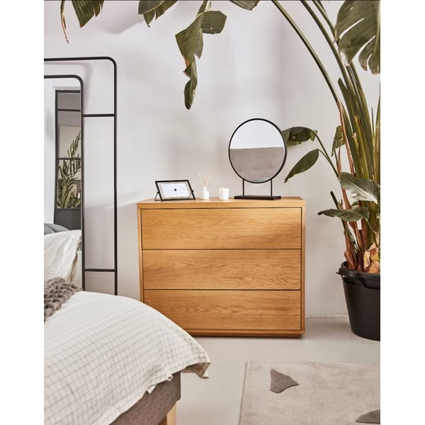 Nizka komoda v hrastovem dekorju v naravni barvi 90x75 cm Abilen - Kave Home-image-4