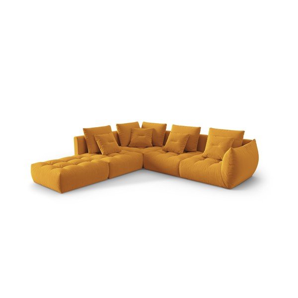 Rumena žametna kotna sedežna garnitura (levi kot/v obliki črke L) Bloom – Micadoni -image-2