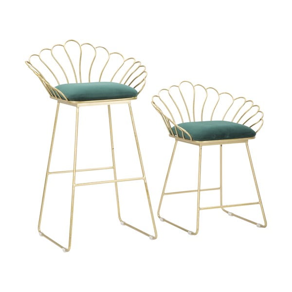 Komplet 2 barskih stolčkov v zlato zeleni barvi Mauro Ferretti Flower