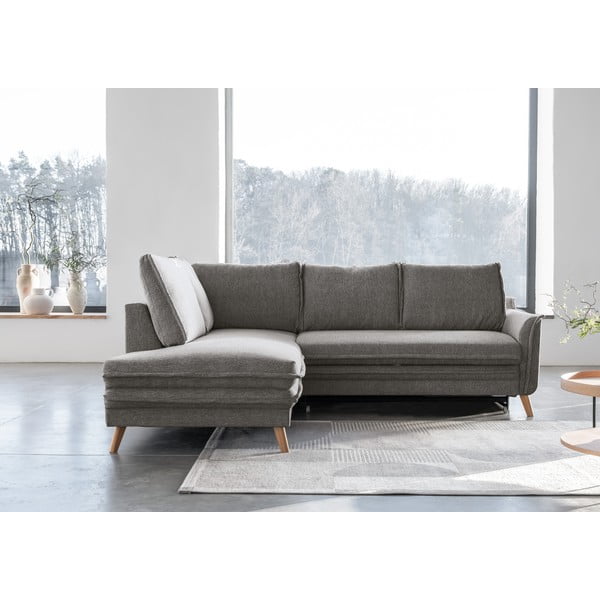 Siva raztegljiva kotna sedežna garnitura (levi kot) Charming Charlie – Miuform-image-1